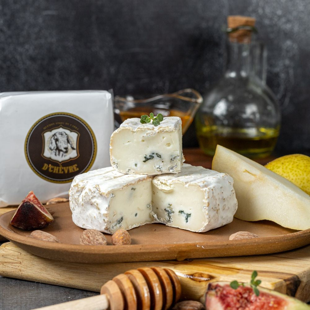 Alvura Blue - Queijo Artesanal de Casca Florida e Veios Azuis de Leite de Cabra - Peça 220G