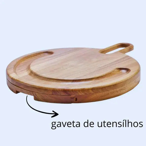 Conjunto para Queijos Bold Tabua Madeira Petisqueira Frios e Churrasco 14 Peças