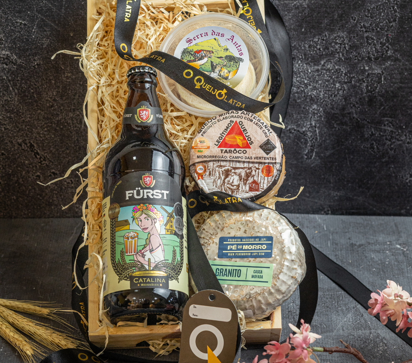 CESTA DE PRESENTE - 3 QUEIJOS + CERVEJA ARTESANAL